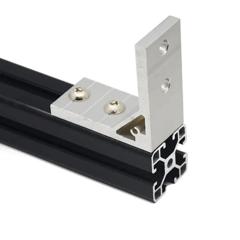 Close-up of Two Pack 400mm 4040 T Slot Aluminum Extrusion Black Anodized European Standard with corner bracket detail