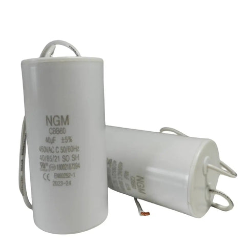 Heavy Duty 40uF 450V Motor Run Capacitor CBB60 Round Cylinder With Metallized Polypropylene Film, two capacitors on side