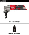 M12 FUEL 16 Gauge Variable Speed Nibbler Tool Only, Cordless Sheet Metal Cutter with chip collector bag included