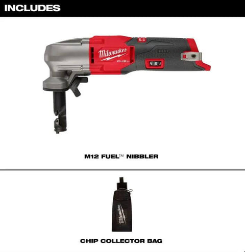 M12 FUEL 16 Gauge Variable Speed Nibbler Tool Only, Cordless Sheet Metal Cutter with chip collector bag included