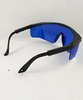 Top Shelf Laser Safety Glasses With Blue Tint Lenses Blocking 190Nm To 540Nm Rays superlightweight design with black soft plastic shell.