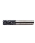 Side view: roughing end mill, HSS square-nose, 4-flute, 3/8 in shank, 3/4 in flute length for milling metal