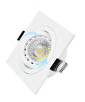 Product image of Two Pack Of Crisp White Square Recessed Lighting Trims With Angled Gu10 Downlight Housing and a snug 3.07 inch ceiling cutout.