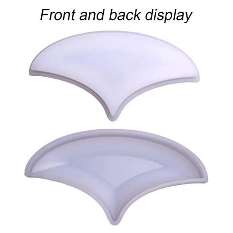 Front and back view of silicone leaf shaped concrete molds for walkways and stepping stones, 184x94 mm, paver maker for lawn patio garden.