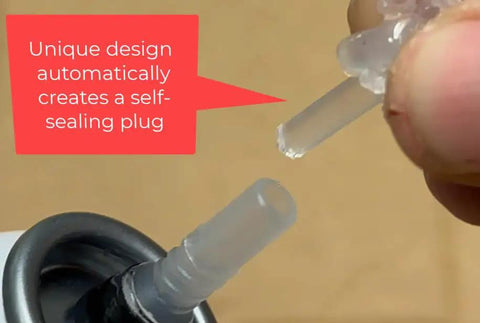 Heavy Duty Pro Grade RTV Silicone Gasket Maker For High Temp Oil And Chemical Resistant Sealing Form In Place Sealant With Auto Dispensing Nozzle For Perfect Leak Proof Beads Black, showing self-sealing nozzle