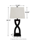 Dimensions of Amasai Contemporary 29 Inch Sculptured 3-Way Table Lamp Set of 2 in Black with Resin Base and Rectangular Hardback Shade