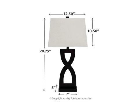 Dimensions of Amasai Contemporary 29 Inch Sculptured 3-Way Table Lamp Set of 2 in Black with Resin Base and Rectangular Hardback Shade