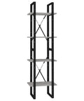 Industrial 4 Tier Book Cabinet 55.1 Inch Tall Open Shelves Display Rack In Concrete Gray And Black Engineered Wood For Living Room Or Home Office Space Saving Storage