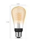 Smart 60W ST19 Filament LED Bulb 2 Pack Soft Warm White 550LM E26 Indoor Lighting With Hue App Control
