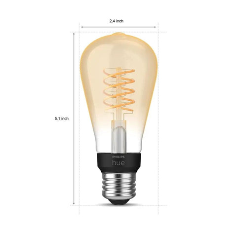 Smart 60W ST19 Filament LED Bulb 2 Pack Soft Warm White 550LM E26 Indoor Lighting With Hue App Control