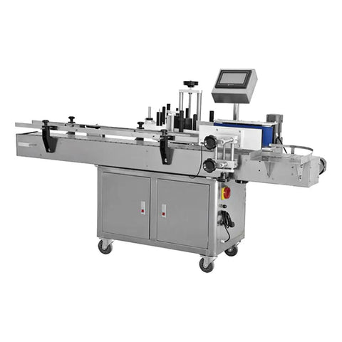 Smooth Operator Automatic Round Bottle Labeler With Date Coder And Smart Panel For Cans And Wine Packaging 110V System in a professional setup.