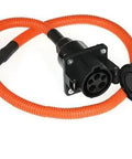 Hella Durable 50A SAE J1772 Type 1 EV Charging Inlet_socket Featuring 3.5 Foot Cable with orange protective covering.