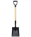 41 Inch Square Shovel With D-Handle For Easy Digging And Snow Clearing, Big Flat Head Garden Tool, wood handle, steel head, full view.