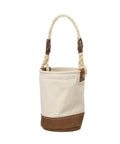 Compact Mini Tool Bucket With Leather Bottom And Reinforced Rope Handle For Small Jobs All Purpose Utility Pouch in canvas and leather