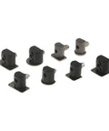 Eight black Tough As Nails pegs and pins for shelves, part of Heavy Duty Shelf Brackets Wall Mount Steel Cabinet Cupboard Support set.