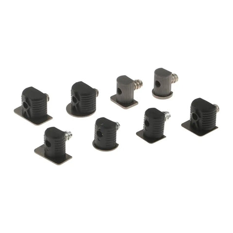 Eight black Tough As Nails pegs and pins for shelves, part of Heavy Duty Shelf Brackets Wall Mount Steel Cabinet Cupboard Support set.