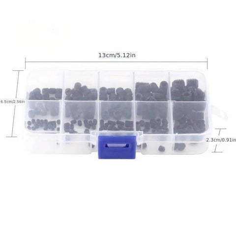 100 Piece Grub Screw Assortment In 304 Stainless Steel And Carbon Steel With Allen Hex Socket Cup Point, Organized Case