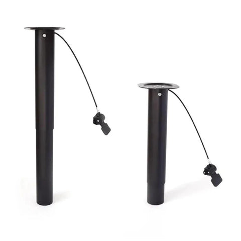 Heavy Duty Pneumatic Vertical Lifter With Wire Control Buttons And Adjustable Push Rod Lift Thickened Steel Construction showcasing two lift models.