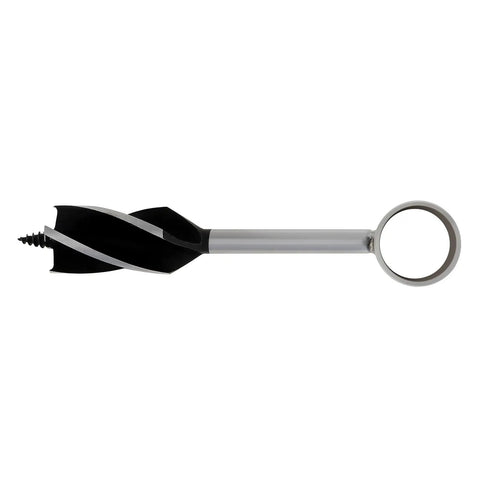 Handy Auger Wood Drill For Camping And Bushcraft, side view showing durable hardened steel bit and circular handle