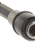 Front view of titanium nitride coated drill bit with hex shank.