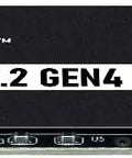 Close-up of P400 Lite M.2 PCIe Gen 4 x4 1TB NVMe Solid State Drive with end-to-end data protection and slim graphene heatshield.