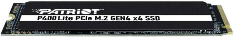 Close-up of P400 Lite M.2 PCIe Gen 4 x4 1TB NVMe Solid State Drive with end-to-end data protection and slim graphene heatshield.