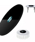 Black Glass Lazy Susan Rotating Turntable on dining table, large serving tray 24 to 43 inches, tempered 10mm glass