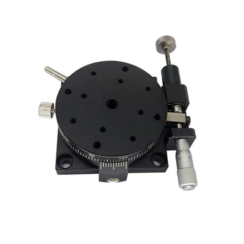 Precision Manual Rotary Stage SEMR110-AR 110mm Diameter With Fine Adjustment, black anodized aluminum, top view