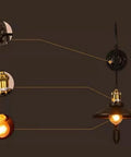 Adjustable Pulley Wall Sconce With Clear Glass Lampshade Straight Up Industrial Rustic Single Head Ceiling Light E27 Bulb Ready Fixture, details of the fixture components.