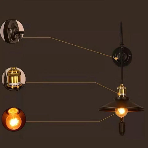 Adjustable Pulley Wall Sconce With Clear Glass Lampshade Straight Up Industrial Rustic Single Head Ceiling Light E27 Bulb Ready Fixture, details of the fixture components.