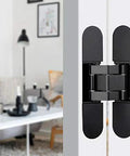 Hidden Door Hinges Set Concealed Invisible Hinges Heavy Duty Up To 132 Lbs 3D Adjustable Black 2 Pack 180 Degree Opening