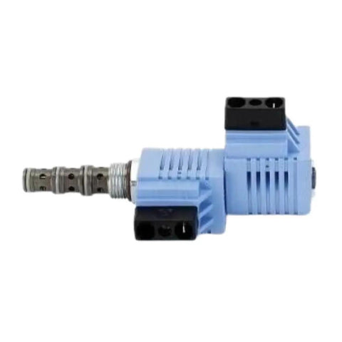 Top Shelf 3 Position 4 Way Solenoid Valve For Genie Z 34 22N And Z 30 20N Boom Lift Replacement, side view, blue and metal construction.