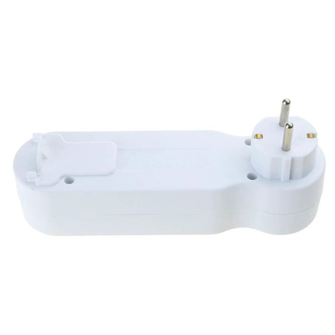 Heavy Duty Eu Standard 3 Way Power Strip Adapter With Two Pin Round Holes Compact White Wall Outlet Converter 250V 16A side view