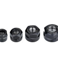 Precision ER Collet Nut Kit For CNC Lathe And Milling Machine, featuring ER8, ER11, ER16, ER20 black steel nuts.