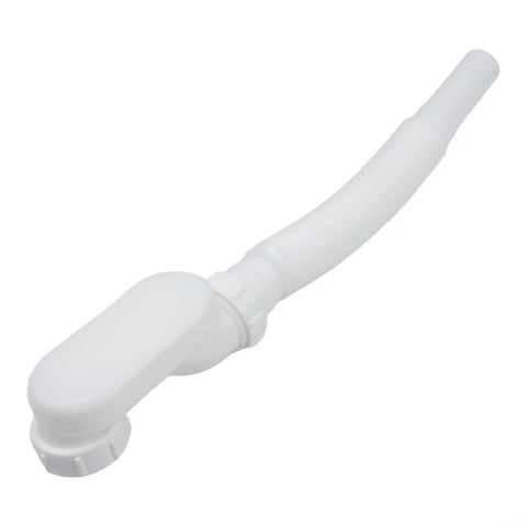 G1-1/2 Flat Bathtub Drain Pipe Kit Flexible Waste Pipe for Freestanding Tub Low Profile P-Trap White 92cm, showing a white flexible pipe.