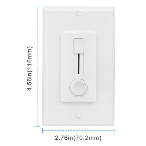 Hassle Free 12 24V DC Dimmer Switch For Single Color LED Strip Lights With Slick Vertical Slider Wall Mount Panel dimensions 4.56x2.76 in