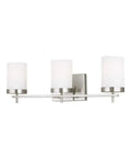 Zire Three Light Wall Bath Fixture In Pewter And Brushed Nickel Finish Transitional Edison Inspired Bath Light With Clean Lines
