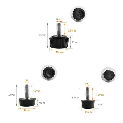 Heavy Duty Screw On Furniture Leveling Foot With M6 Thread And Plastic Base product image with measurements