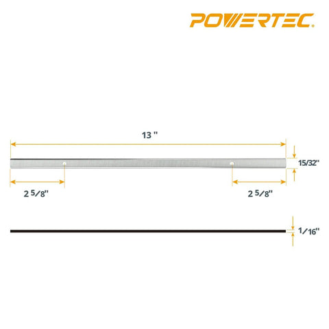 Top-Shelf 13-Inch Planer Blades For Ryobi AP1300, Replacement Set Of 4 Killer Reversible Woodworking Knives, 13 inch HSS knife with locator holes.
