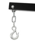 Badass Two Ton Folding Hydraulic Engine Lift Crane hook with chain detail, designed for heavy-duty lifting in auto shops.