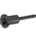Close-up of a single black screw with stopper from Sliding Barn Door Hardware Kit Carbon Steel Track And Pulley Accessories With Barn Stopper For Track Pro Grade Heavy Duty Door Roller Kit For Smooth Quiet Sliding Easy Installation Durable Home Or Barn Door System.