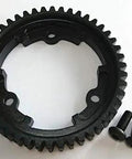 46T Steel Main Spur Gear 1 Mod M1 1 Piece Fits Traxxas X Maxx 1/5 XO-1 E Revo 2.0 MAXX with screws on white background