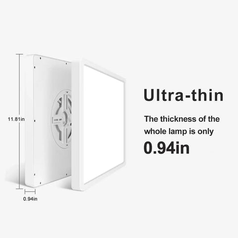 Ultra-thin 2 Pack 12 Inch 24W LED Flush Mount Ceiling Light 5000K Daylight Square Flat Panel Fixture side view
