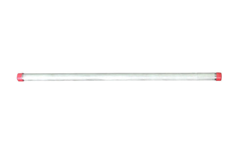 One And A Quarter Inch By Thirty Six Inch 304 Stainless Steel Schedule 80 Nipple NPT Threaded Both Ends Seamless TBE Plumbing Pipe Fitting Built Tough Corrosion Resistant shown with red caps