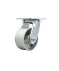 Beefy 4 Inch Heavy Duty Swivel Caster With Semi Steel Cast Iron Wheel, 1,000 Lb Capacity, No Brake, Smooth Rolling, Silver Finish