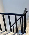 Rock Solid Heavy Duty Side Mount Railing Kit Featuring Powder Coated Wrought Iron Balusters And Support Columns Ideal For Balcony Deck Patio Stairs Project Approx 30 Inch Black Finish viewed from above