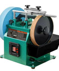 Heavy Duty 10 Inch Electric Knife Sharpener With Water Cooled Cooling System For Kitchen And Shop Use No Fuss Bench Grinder For 220V Direct Hookups Straight Up Razor Edge Results in green with water cooling and dual grinding wheels.