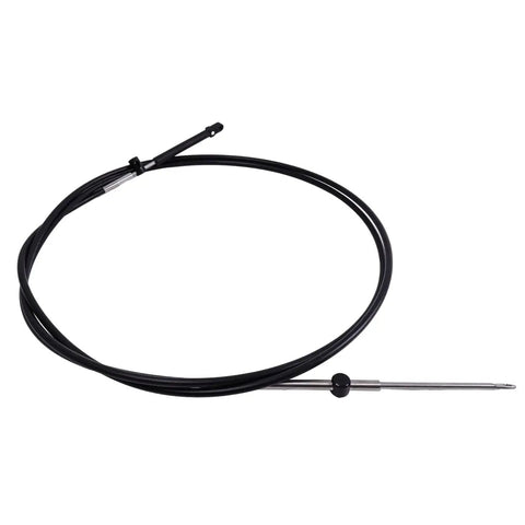 Black 12 Foot Control Cable CC17912 Replacement For Mercury Mariner Outboard Engines, showing durable marine throttle and shift cable.