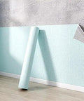 Extra Thick 5Mm Self Stick Wallpaper To Warm Chilly Walls Peel Away 3D Texture Thermal Insulation Roll No Fuss Install For Renters Waterproof Ceiling Room Cover In Blue, partially unrolled.