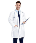 Unisex White Lab Coat For Students And Pros, Spillproof Medical Coat With Durable Fabric, Multi Purpose Lab Jacket, XXL Size, front view